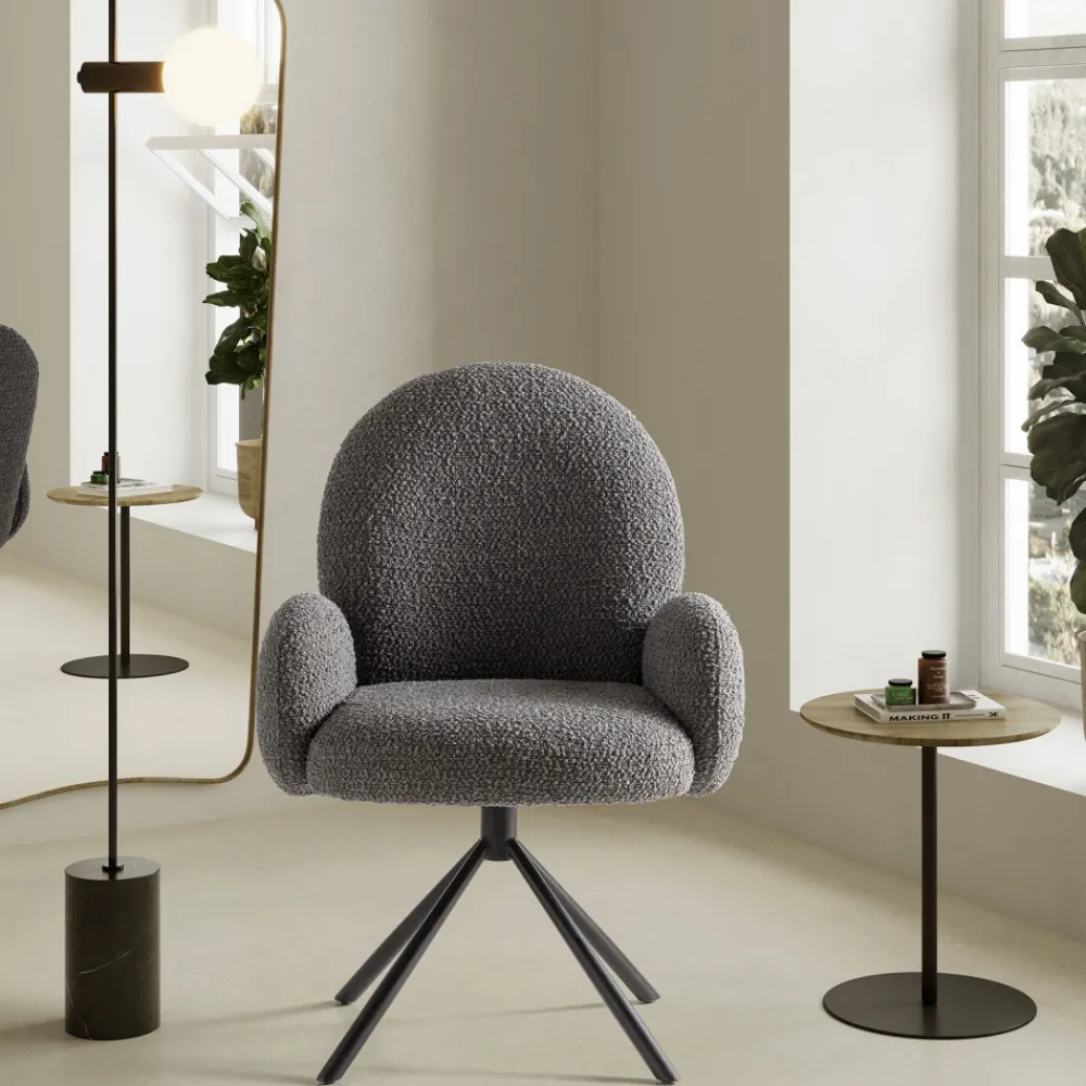 No name DOURO Chaise de bureau en tissu bouclette et métal