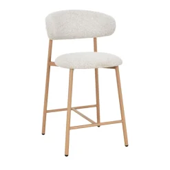 Drawer DRACO Lot de 2 chaises de bar en tissu pieds effet bois clair H65cm