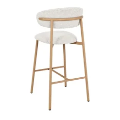 Drawer DRACO Lot de 2 chaises de bar en tissu pieds effet bois clair H65cm