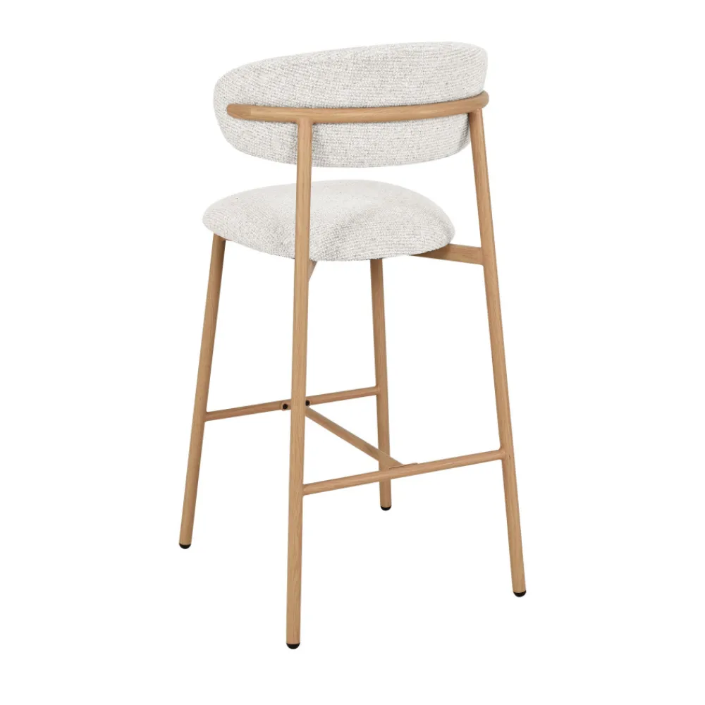 Drawer DRACO Lot de 2 chaises de bar en tissu pieds effet bois clair H65cm