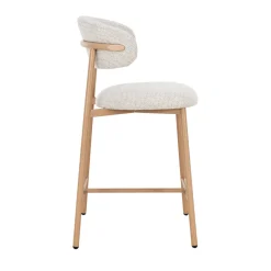 Drawer DRACO Lot de 2 chaises de bar en tissu pieds effet bois clair H65cm