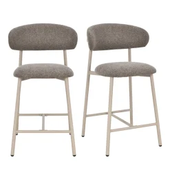 Drawer DRACO Lot de 2 chaises de bar en tissu pieds beiges H65cm