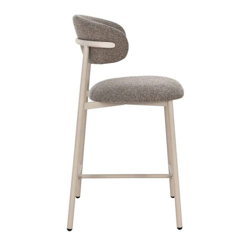 Drawer DRACO Lot de 2 chaises de bar en tissu pieds beiges H65cm