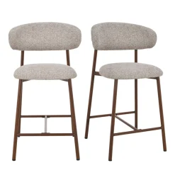 Drawer DRACO Lot de 2 chaises de bar en tissu pieds effet bois foncé H65cm