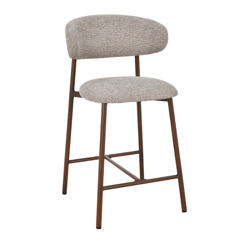 Drawer DRACO Lot de 2 chaises de bar en tissu pieds effet bois foncé H65cm