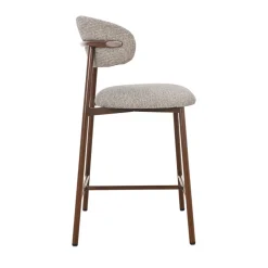 Drawer DRACO Lot de 2 chaises de bar en tissu pieds effet bois foncé H65cm