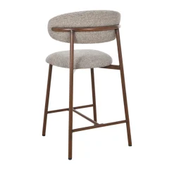 Drawer DRACO Lot de 2 chaises de bar en tissu pieds effet bois foncé H65cm