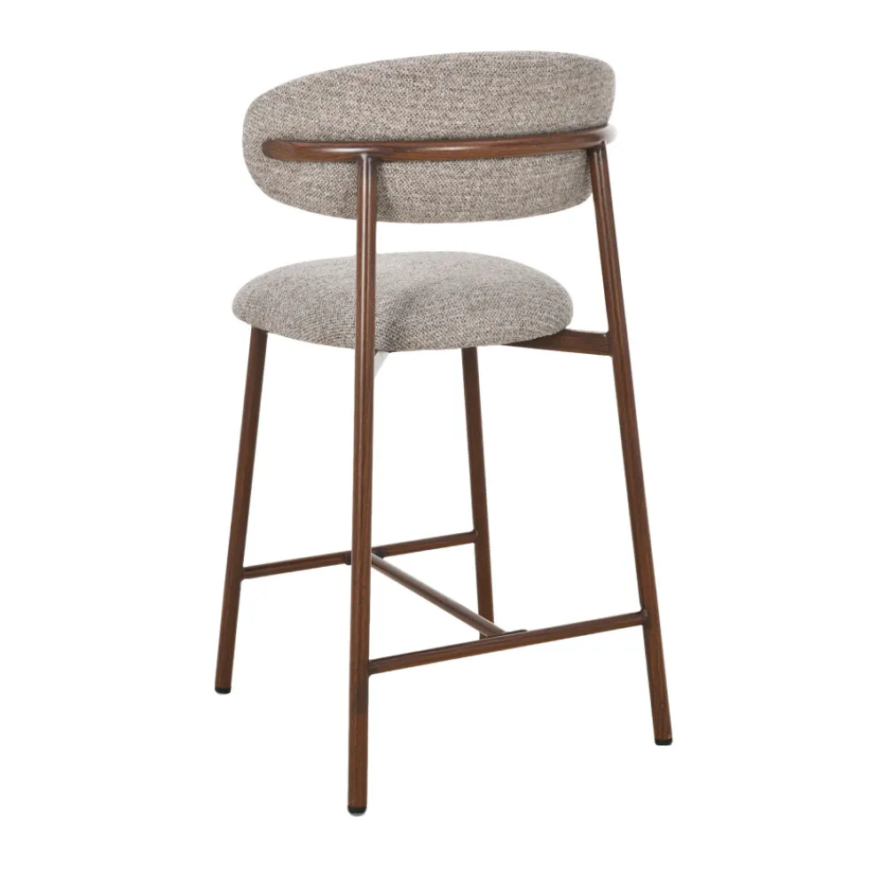 Drawer DRACO Lot de 2 chaises de bar en tissu pieds effet bois foncé H65cm