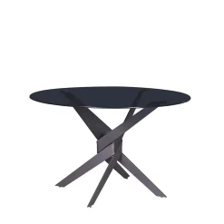 No name DRAVON Table à manger 4 personnes en verre trempé et métal
