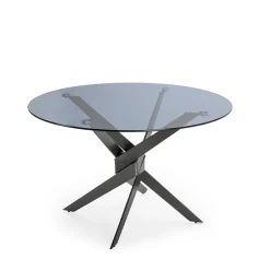 No name DRAVON Table à manger 4 personnes en verre trempé et métal