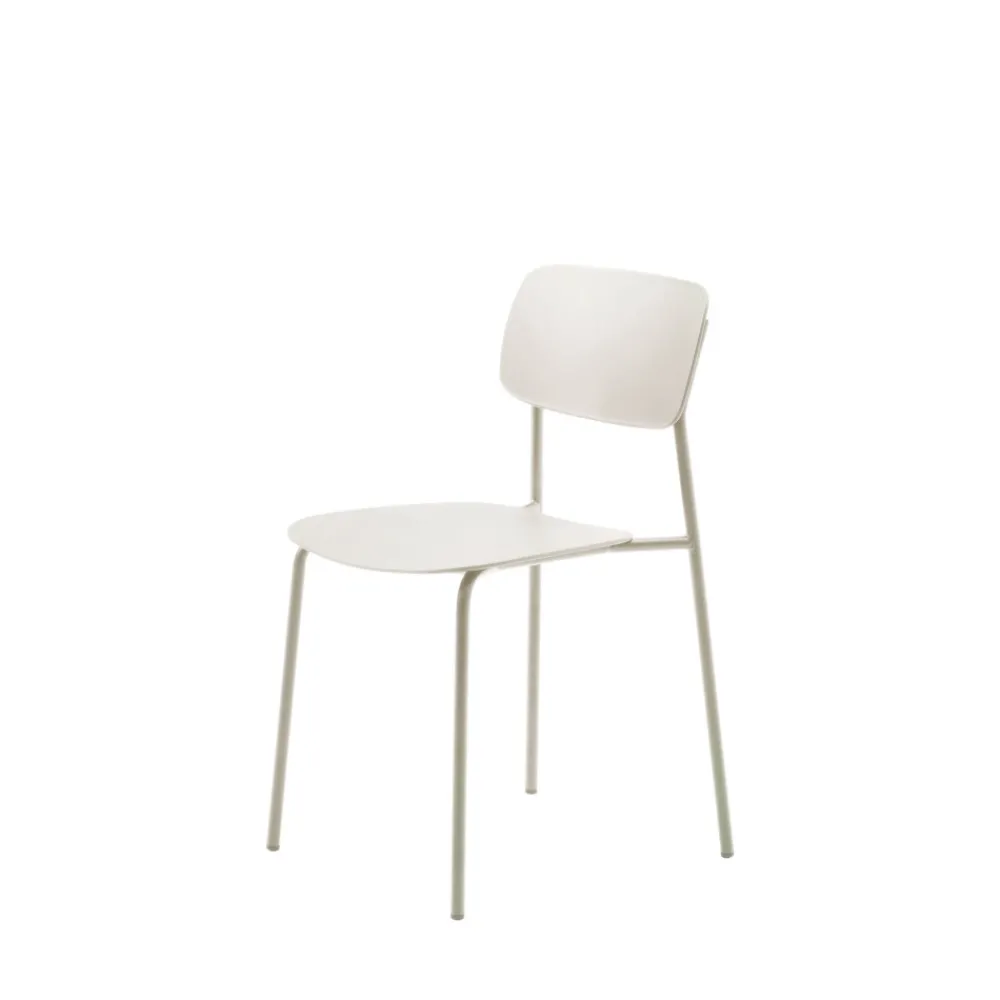 No name ELIN Lot de 4 chaises en plastique et métal