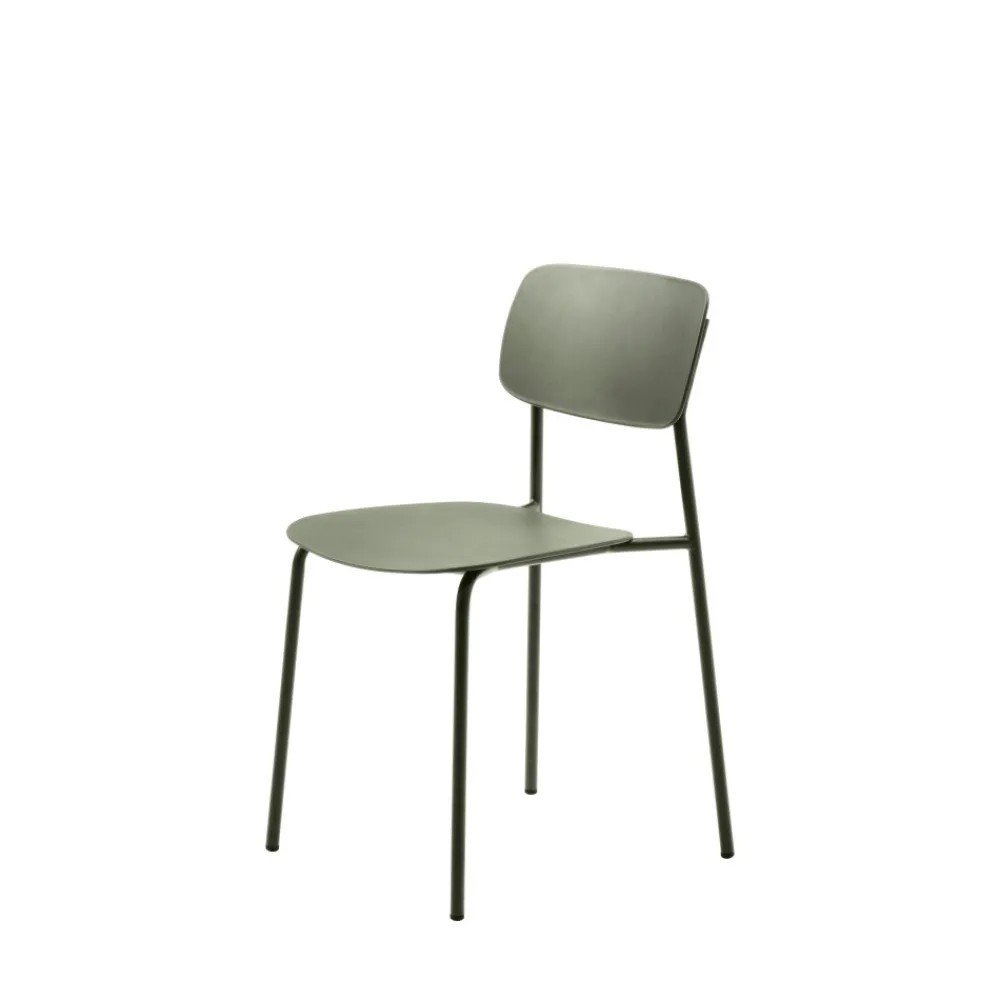No name ELIN Lot de 4 chaises en plastique et métal
