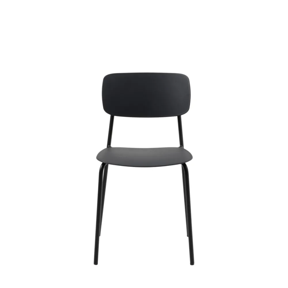 No name ELIN Lot de 4 chaises en plastique et métal