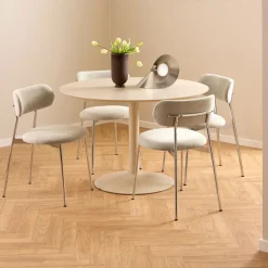Drawer ELLI Lot de 2 chaises en tissu pieds chrome