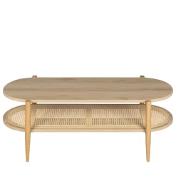 Drawer ELLOS Table basse ovale en bois et cannage