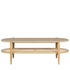 Drawer ELLOS Table basse ovale en bois et cannage