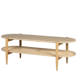 Drawer ELLOS Table basse ovale en bois et cannage