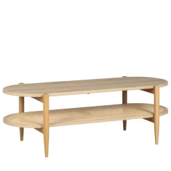 Drawer ELLOS Table basse ovale en bois et cannage