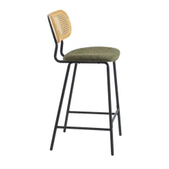 No name EMA Lot de 2 tabourets de bar en tissu bouclette et métal H66,5cm