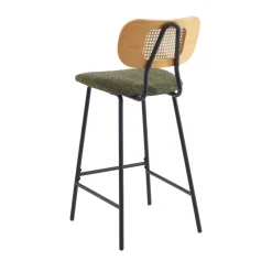 No name EMA Lot de 2 tabourets de bar en tissu bouclette et métal H66,5cm