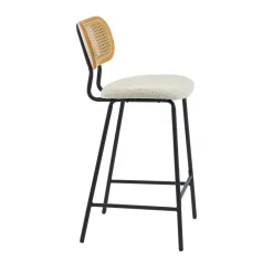 No name EMA Lot de 2 tabourets de bar en tissu bouclette et métal H66,5cm