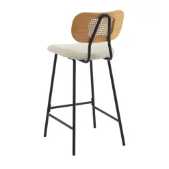 No name EMA Lot de 2 tabourets de bar en tissu bouclette et métal H66,5cm