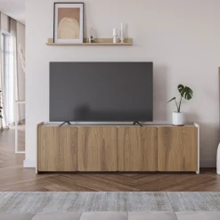 Drawer ENARA Meuble TV 4 portes en bois L180cm
