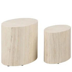 Drawer EQUICOLA Lot de 2 tables d'appoint ovales en effet travertin
