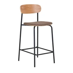 House Nordic ESTEPONA Lot de 2 tabourets de bar en bois, tissu et métal H66cm