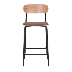 House Nordic ESTEPONA Lot de 2 tabourets de bar en bois, tissu et métal H66cm