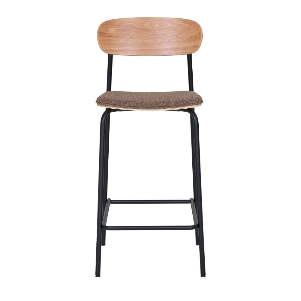 House Nordic ESTEPONA Lot de 2 tabourets de bar en bois, tissu et métal H66cm