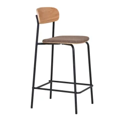 House Nordic ESTEPONA Lot de 2 tabourets de bar en bois, tissu et métal H66cm