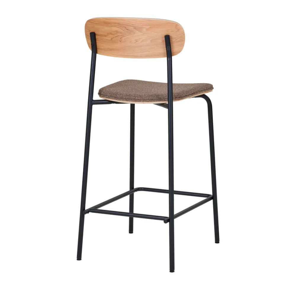 House Nordic ESTEPONA Lot de 2 tabourets de bar en bois, tissu et métal H66cm