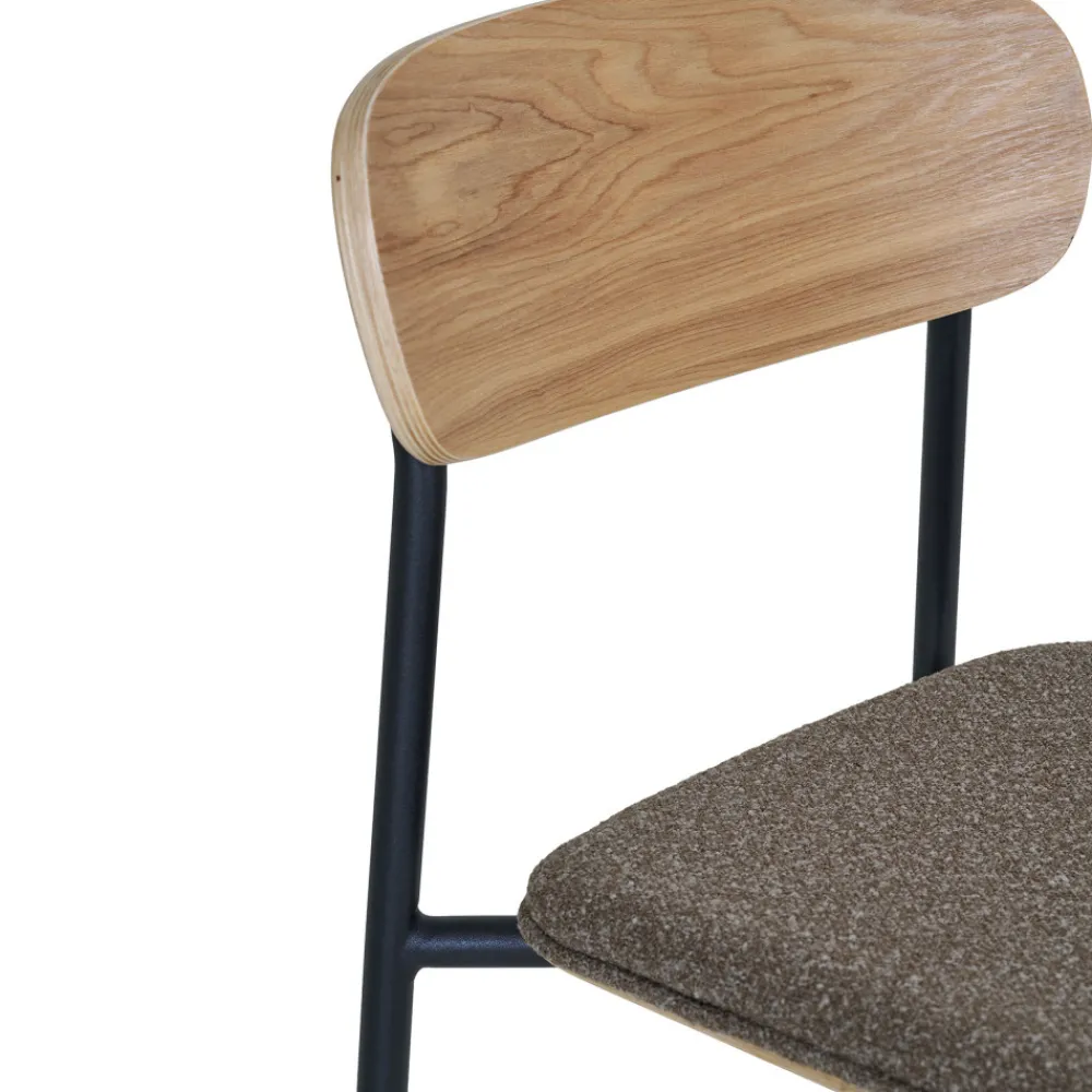House Nordic ESTEPONA Lot de 2 tabourets de bar en bois, tissu et métal H66cm