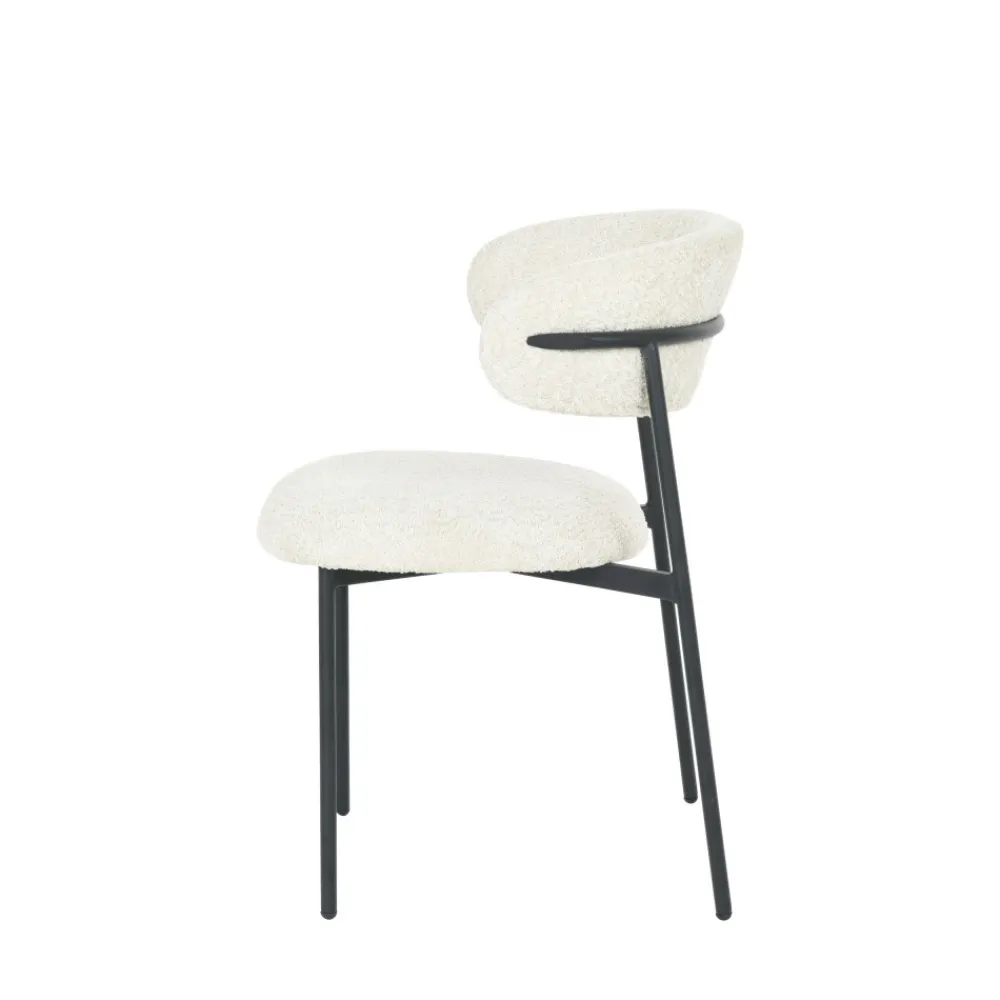 Drawer ESTER Lot de 2 chaises en tissu bouclette et métal