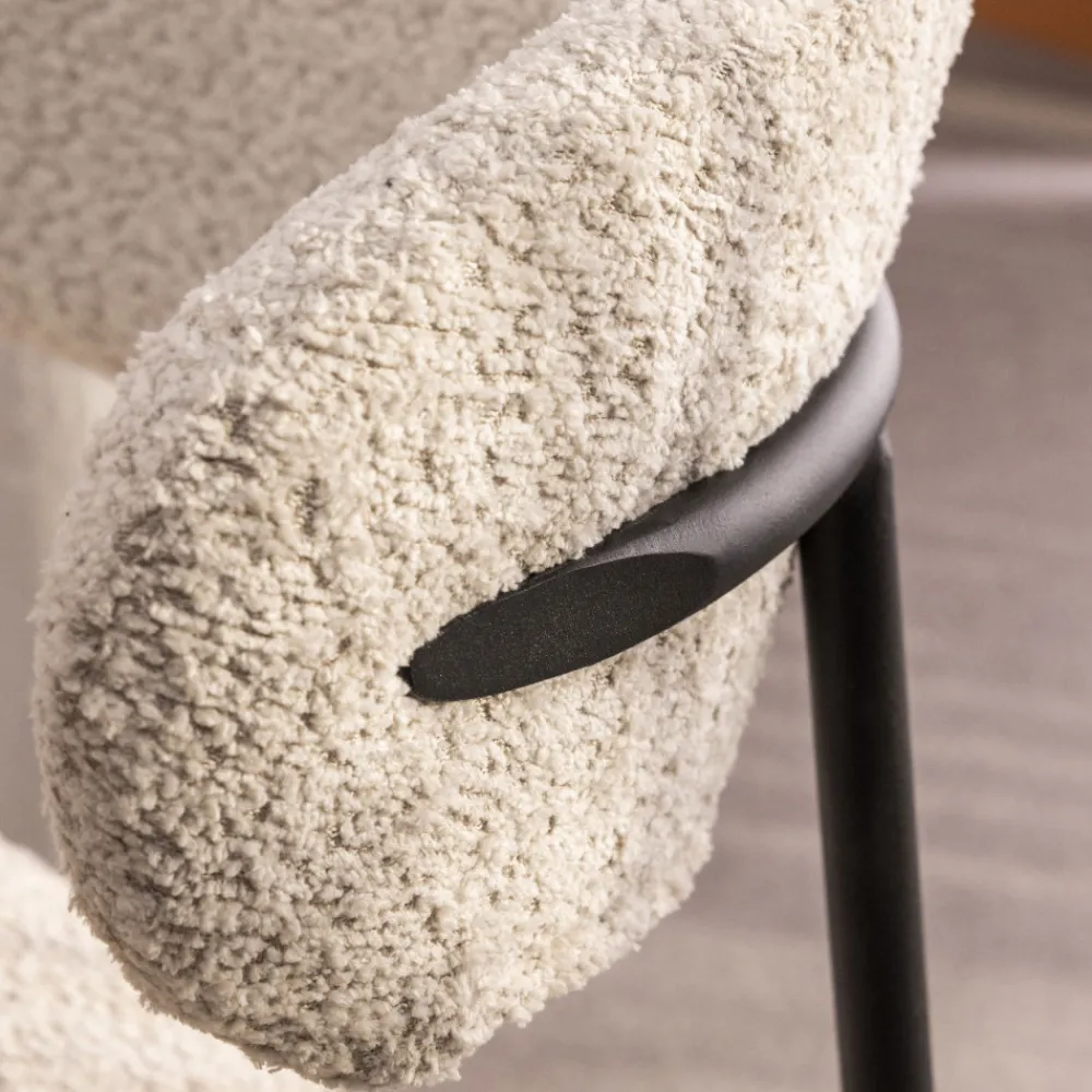 Drawer ESTER Lot de 2 chaises en tissu bouclette et métal