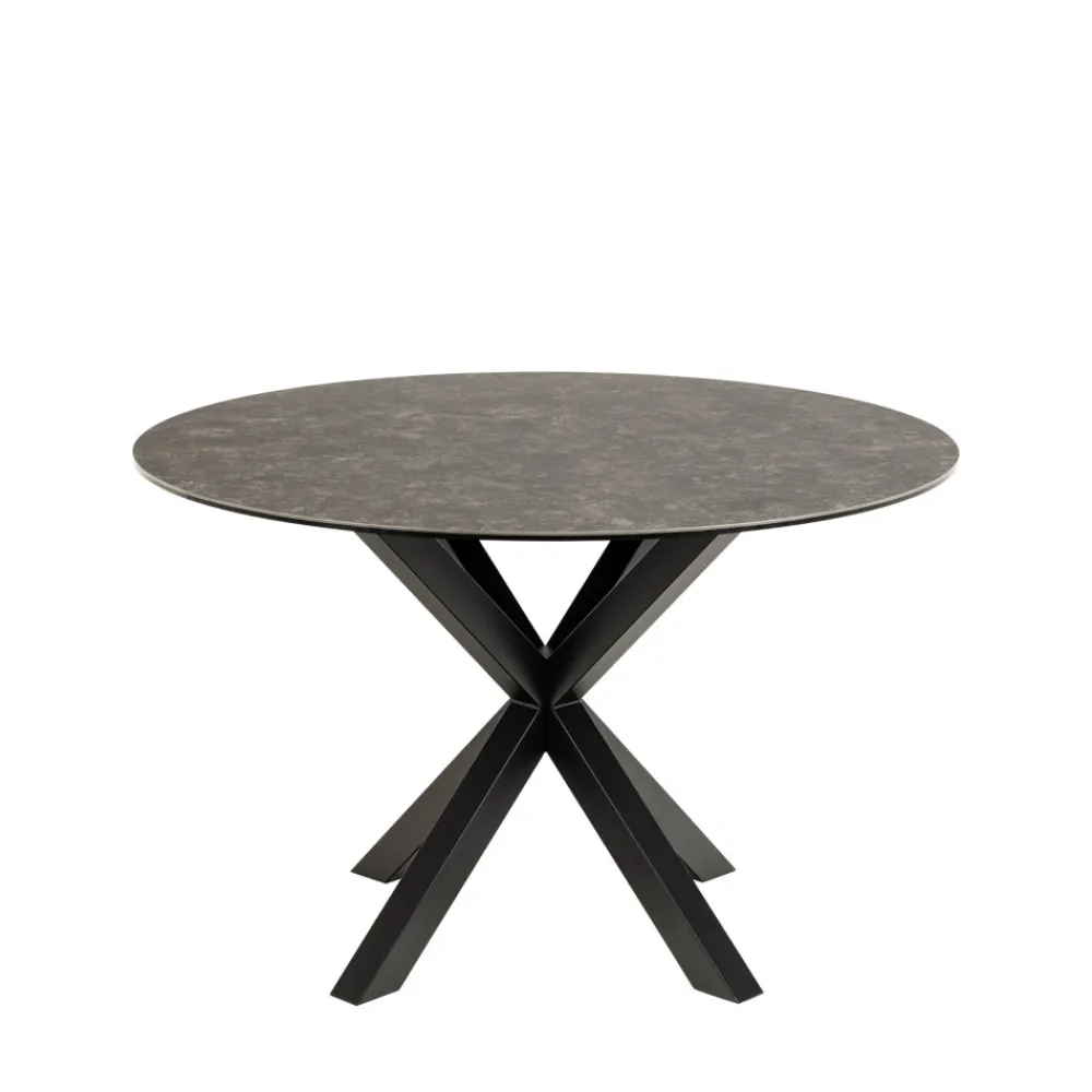 Drawer EURAME Table à manger 4 places ronde en céramique et métal
