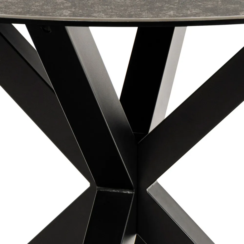 Drawer EURAME Table à manger 4 places ronde en céramique et métal