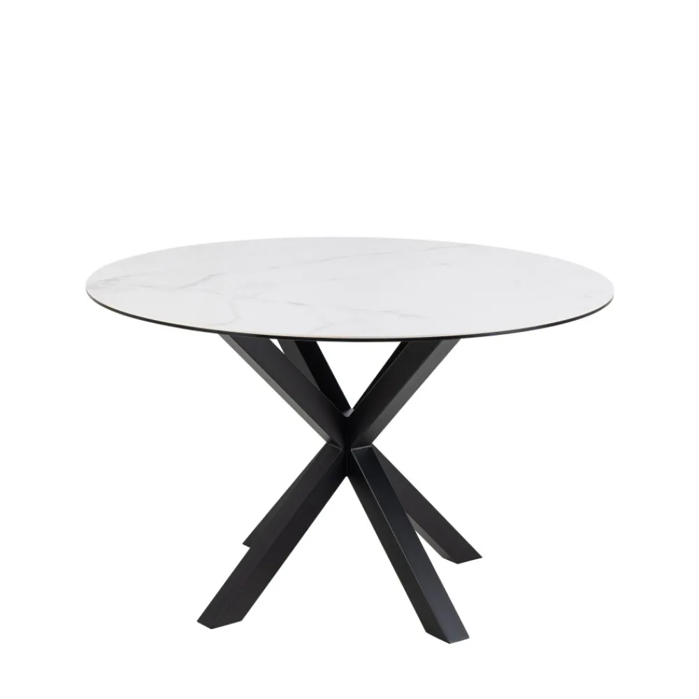 Drawer EURAME Table à manger 4 places ronde en céramique et métal