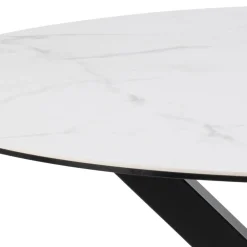 Drawer EURAME Table à manger 4 places ronde en céramique et métal
