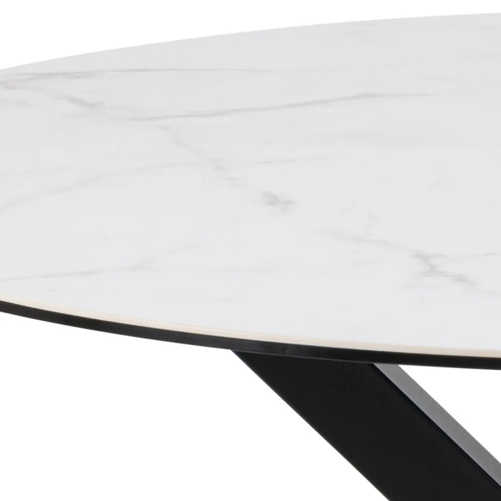 Drawer EURAME Table à manger 4 places ronde en céramique et métal