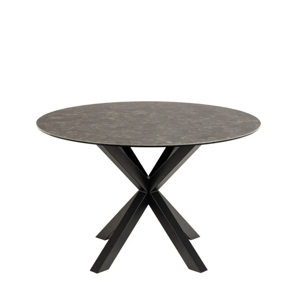 Drawer EURAME Table à manger 4 places ronde en céramique et métal