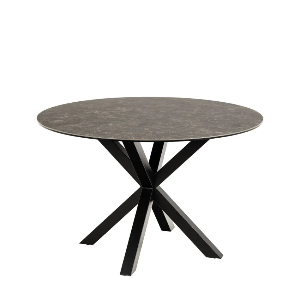 Drawer EURAME Table à manger 4 places ronde en céramique et métal