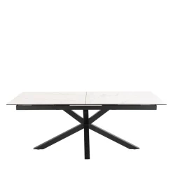 Drawer EURAME Table à manger extensible 6 à 12 personnes en céramique et métal 200-240x100cm