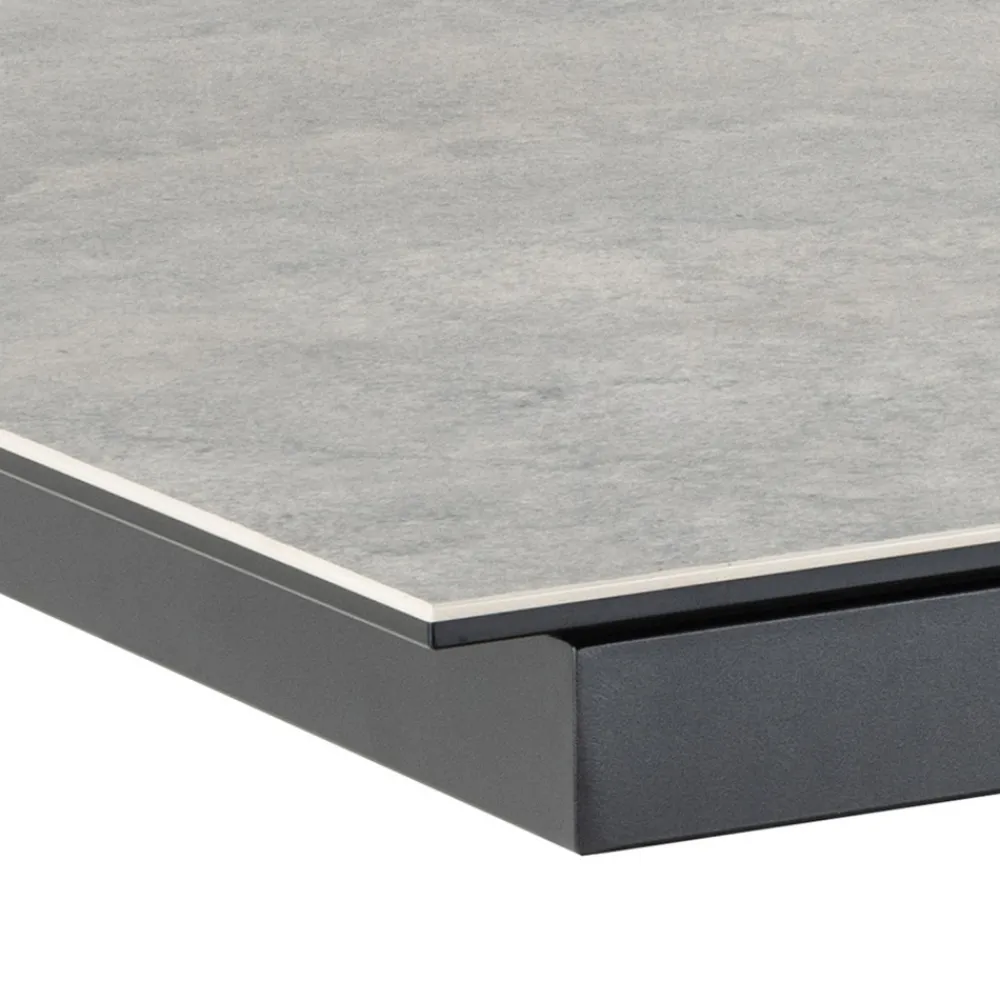 Drawer EURAME Table à manger extensible 6 à 12 personnes en céramique et métal 200-240x100cm