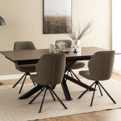 Drawer EURAME Table à manger extensible 6 à 12 personnes en céramique et métal 200-240x100cm