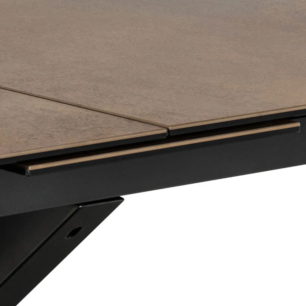 Drawer EURAME Table à manger extensible 6 à 12 personnes en céramique et métal 200-240x100cm