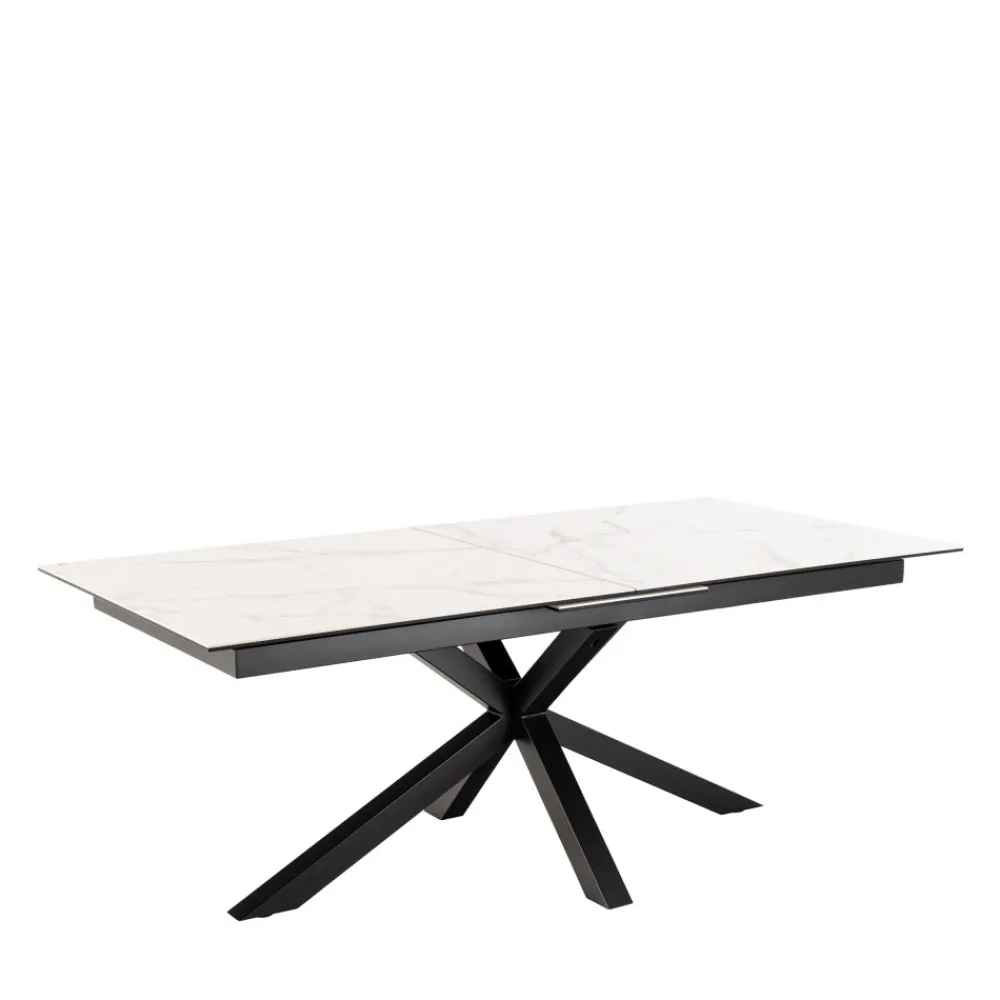 Drawer EURAME Table à manger extensible 6 à 12 personnes en céramique et métal 200-240x100cm