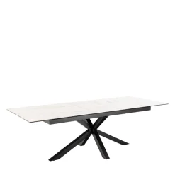 Drawer EURAME Table à manger extensible 6 à 12 personnes en céramique et métal 200-240x100cm