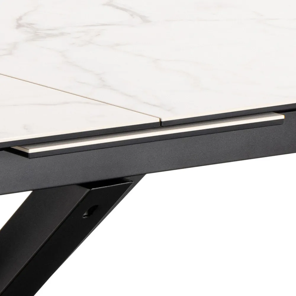 Drawer EURAME Table à manger extensible 6 à 12 personnes en céramique et métal 200-240x100cm